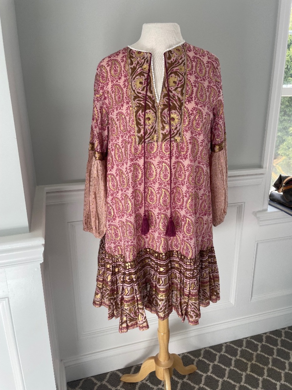 OLIPHANT LONG SLEEVE TUNIC TASSEL DRESS SIZE M!